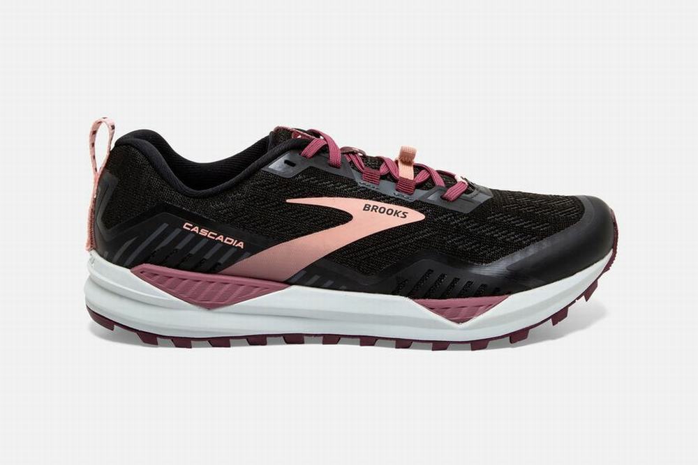 Chaussures Running Brooks Cascadia 15 Noir / Corail Femme | OUU-34265354