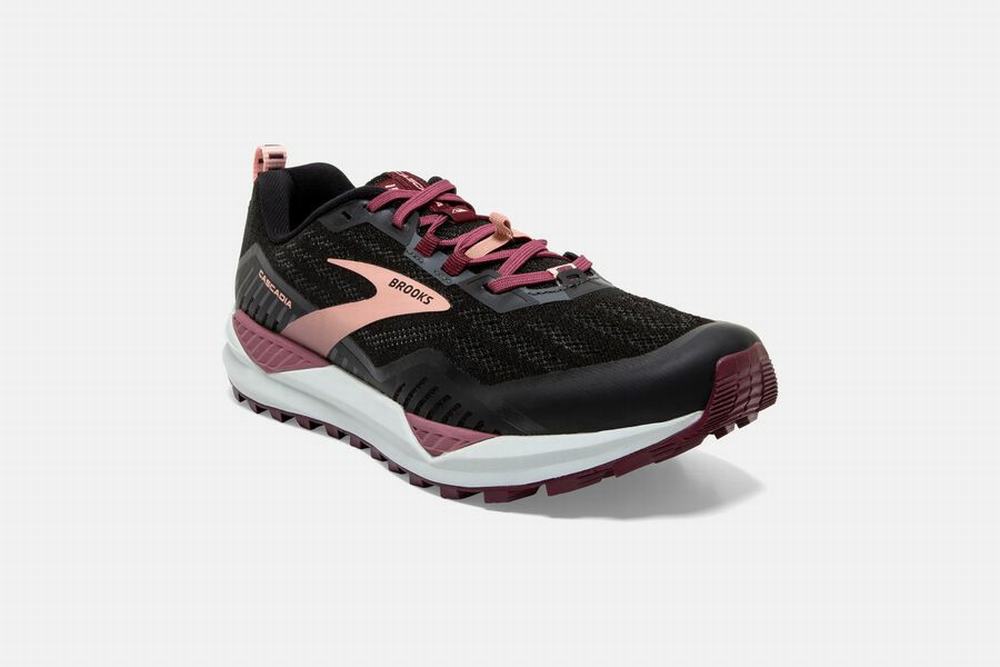 Chaussures Running Brooks Cascadia 15 Noir / Corail Femme | OUU-34265354