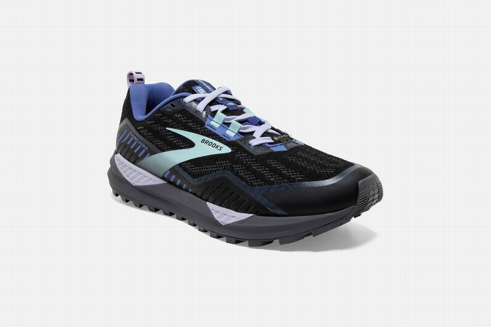 Chaussures Running Brooks Cascadia 15 GTX Noir / Bleu Femme | TGX-72421936