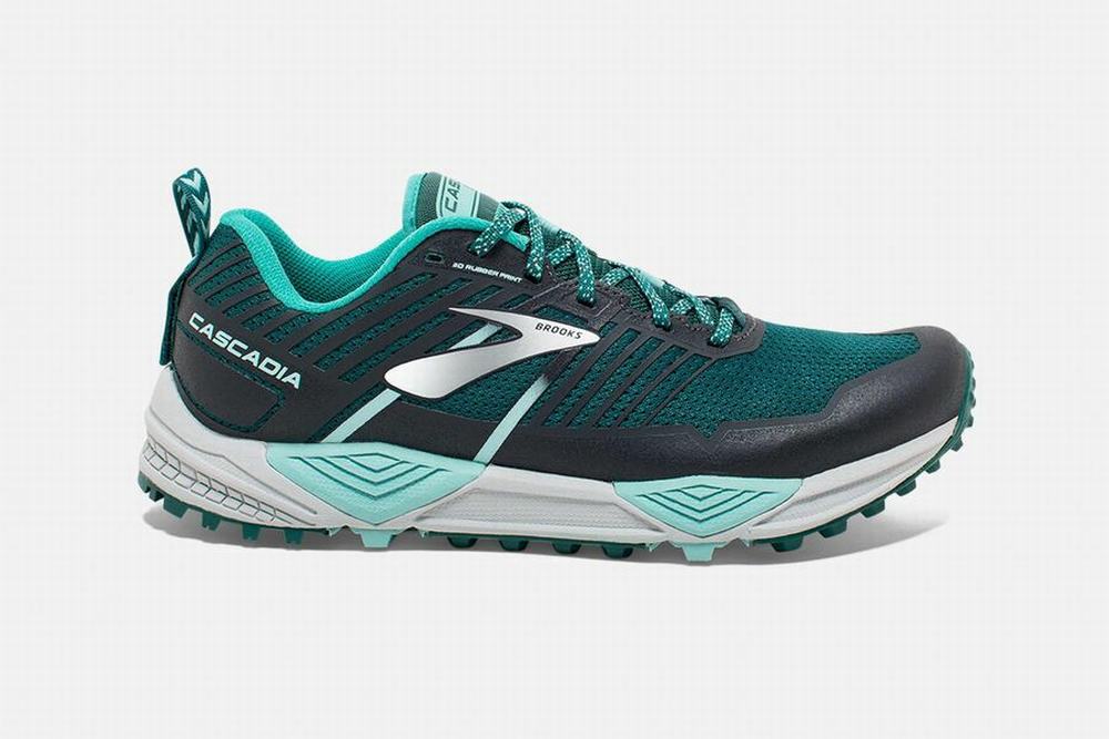 Chaussures Running Brooks Cascadia 13 Turquoise / Grise Femme | HGJ-88175484