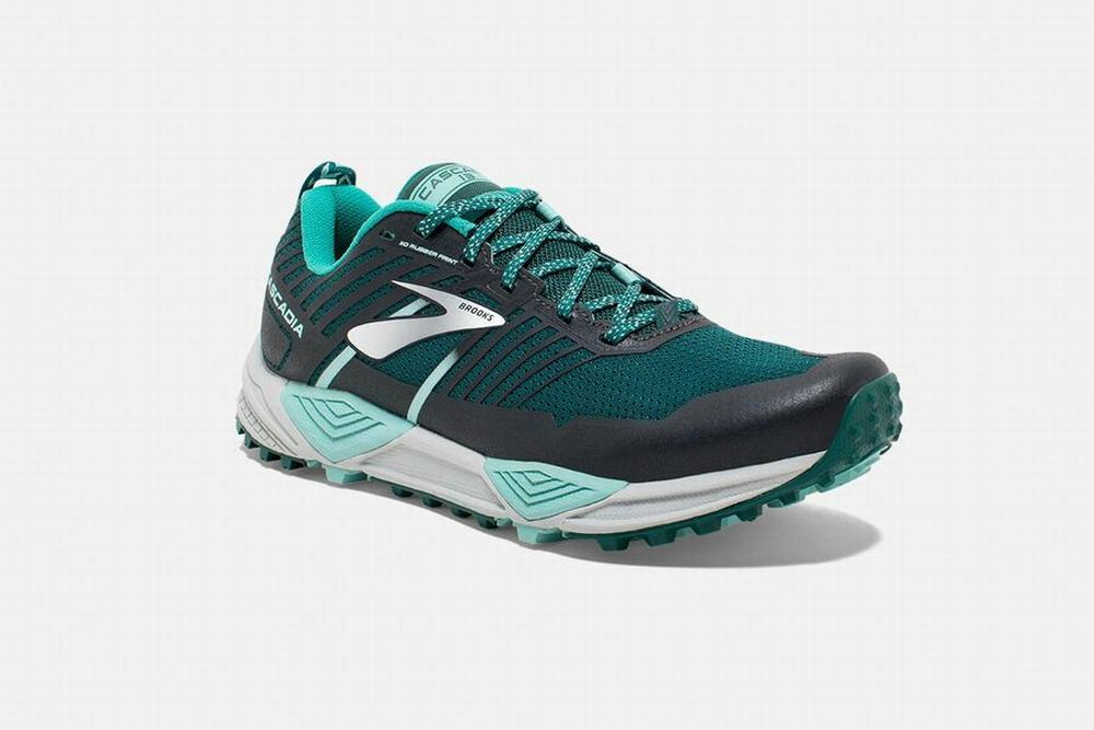 Chaussures Running Brooks Cascadia 13 Turquoise / Grise Femme | HGJ-88175484
