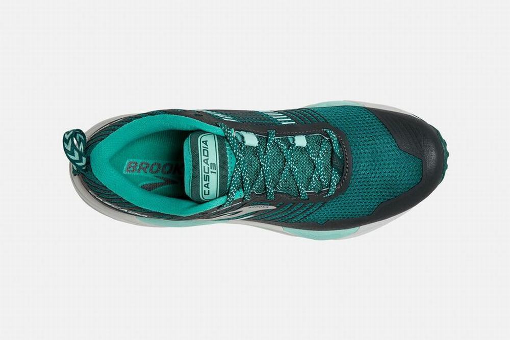 Chaussures Running Brooks Cascadia 13 Turquoise / Grise Femme | HGJ-88175484