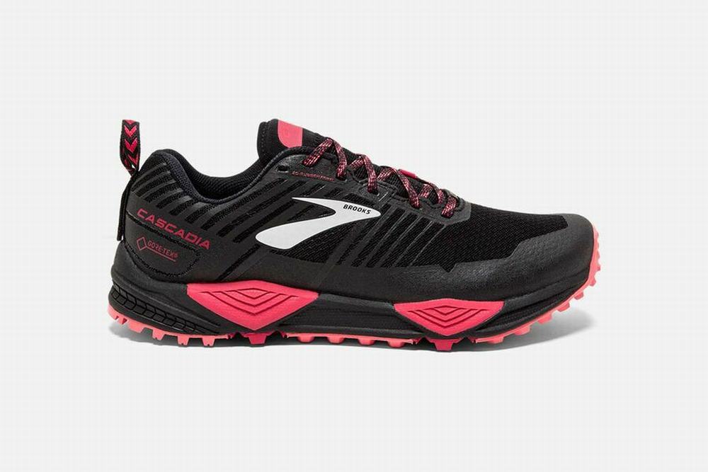 Chaussures Running Brooks Cascadia 13 GTX Noir / Rose / Corail Femme | ZZU-73593457