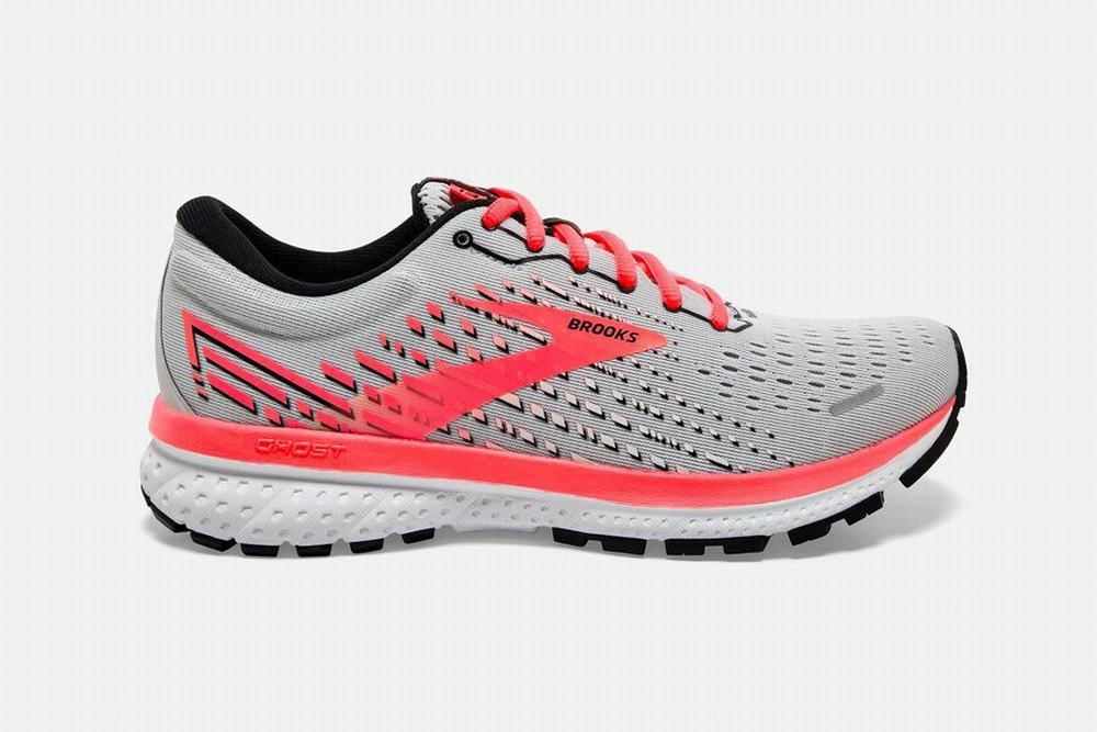 Chaussures Running Brooks Ghost 13 Grise / Corail / Blanche Femme | AJL-17800753