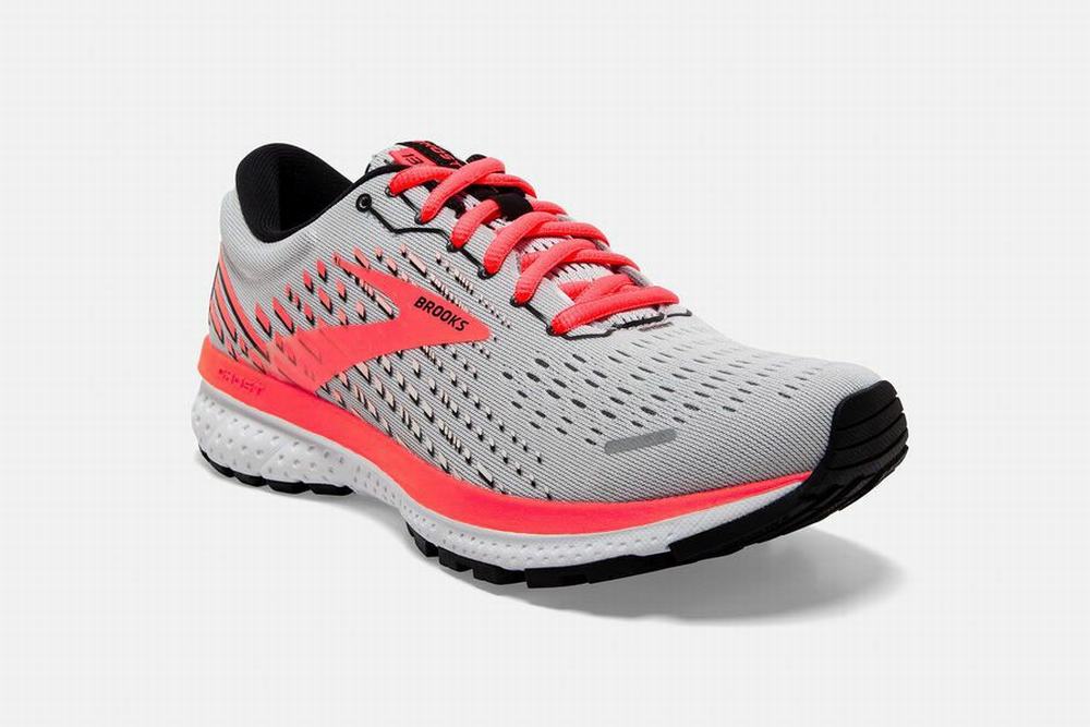 Chaussures Running Brooks Ghost 13 Grise / Corail / Blanche Femme | AJL-17800753