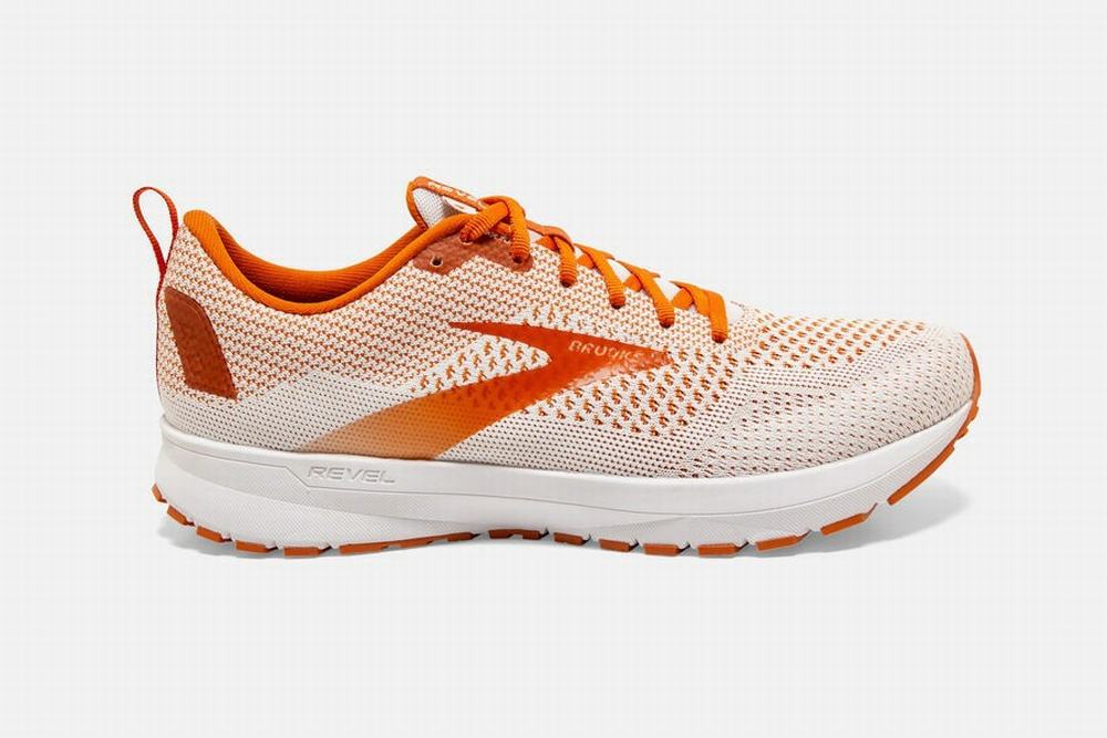 Chaussures Running Brooks Revel 4 Blanche / Orange Homme | OUD-15585501