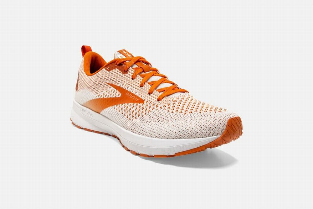 Chaussures Running Brooks Revel 4 Blanche / Orange Homme | OUD-15585501