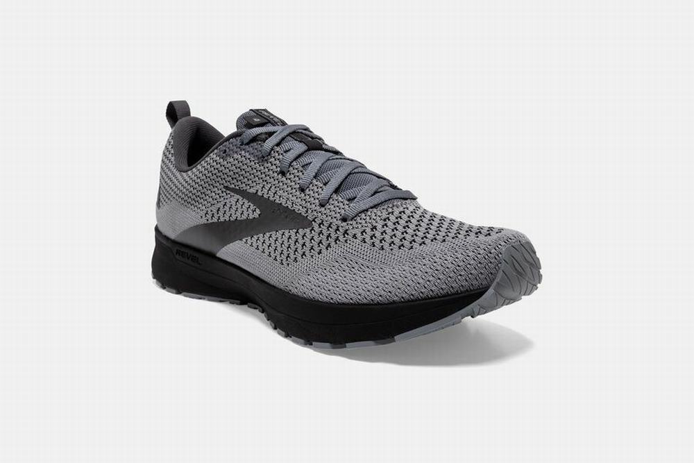 Chaussures Running Brooks Revel 4 Grise / Noir Homme | ZRE-49061097