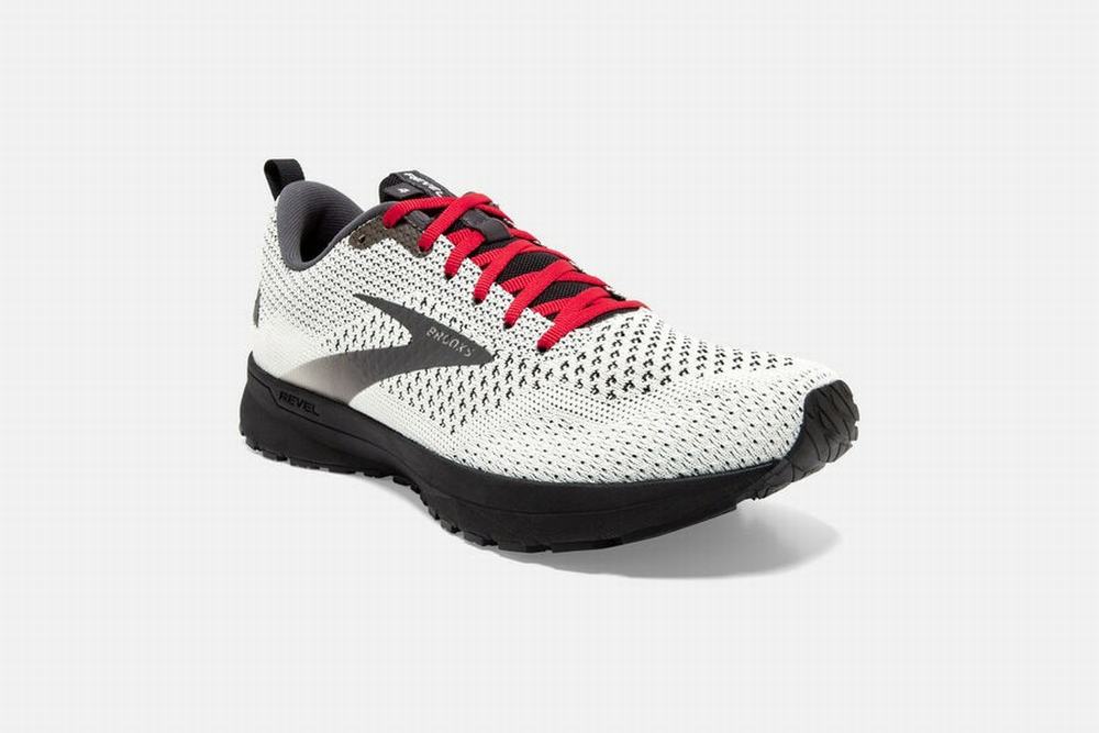 Chaussures Running Brooks Revel 4 Blanche / Noir / Rouge Homme | YFU-02984462