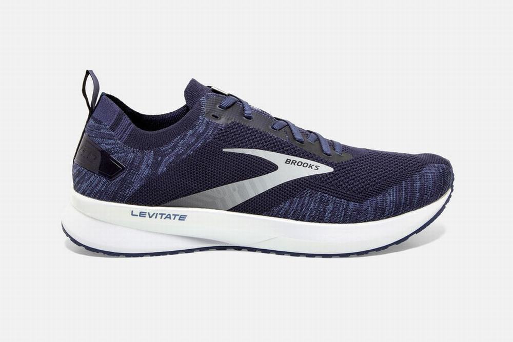 Chaussures Running Brooks Levitate 4 Bleu Marine / Grise / Blanche Homme | SNZ-92241293