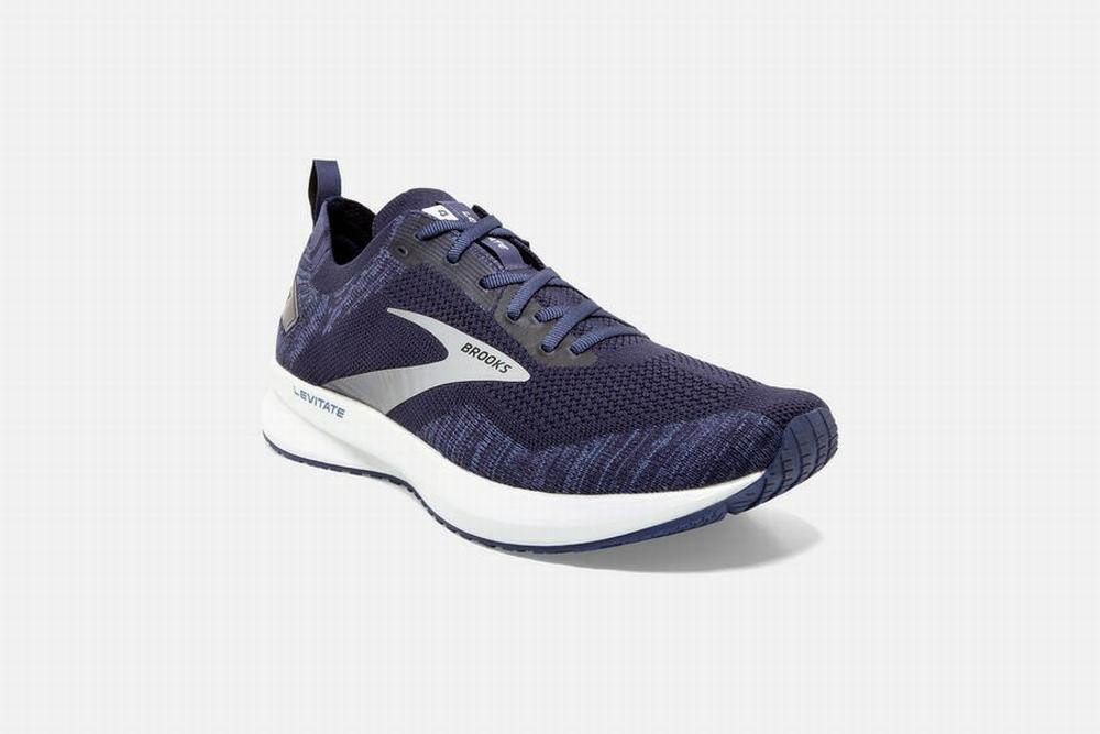 Chaussures Running Brooks Levitate 4 Bleu Marine / Grise / Blanche Homme | SNZ-92241293