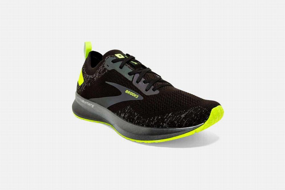 Chaussures Running Brooks Levitate 4 Noir / Vert Homme | QBO-41282333