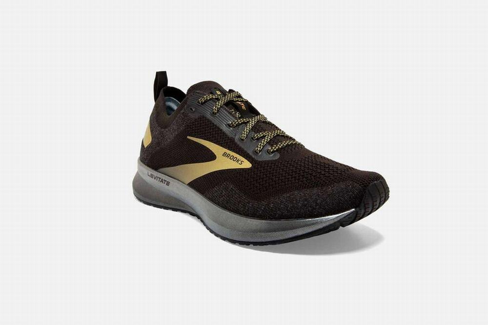 Chaussures Running Brooks Levitate 4 Noir / Doré Homme | ZML-42768130