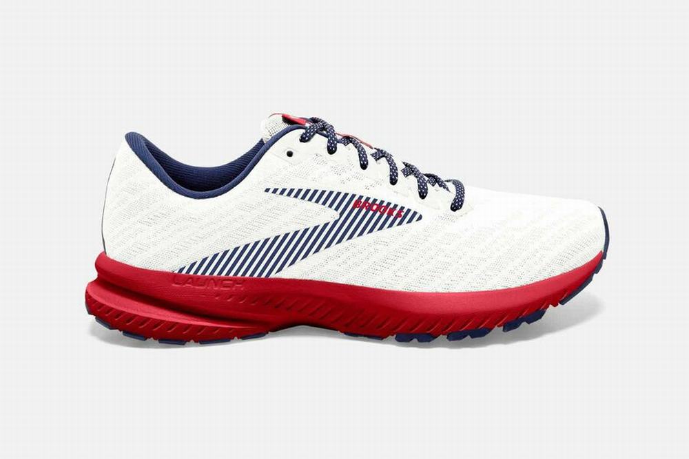 Chaussures Running Brooks Launch 7 Blanche / Bleu / Rouge Homme | EPM-06833444