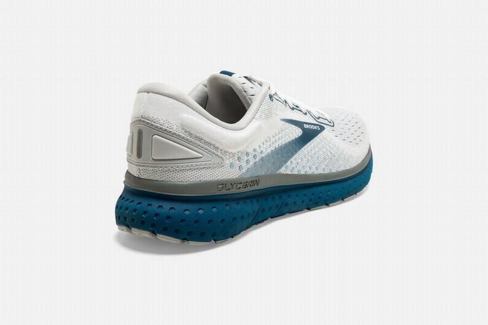 Chaussures Running Brooks Glycerin 18 Blanche / Grise / Bleu Marine Homme | AHX-40933513