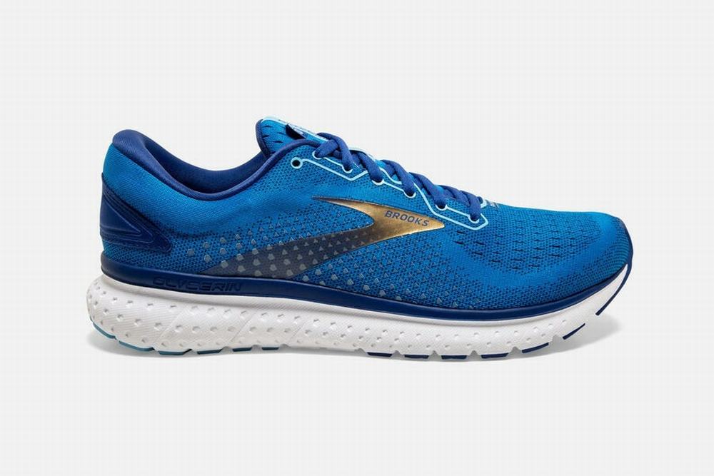 Chaussures Running Brooks Glycerin 18 Bleu / Doré Homme | JXO-26461403