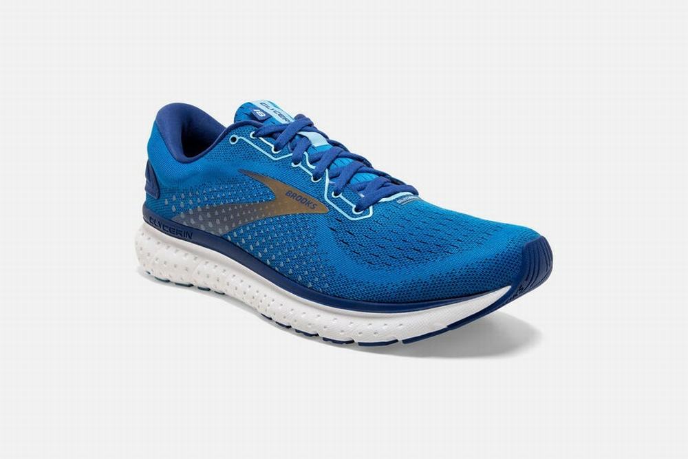 Chaussures Running Brooks Glycerin 18 Bleu / Doré Homme | JXO-26461403