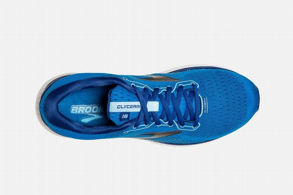 Chaussures Running Brooks Glycerin 18 Bleu / Doré Homme | JXO-26461403