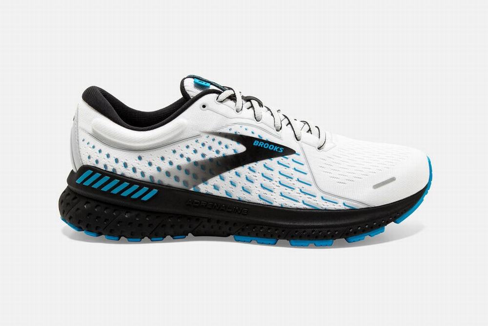 Chaussures Running Brooks Adrenaline GTS 21 Blanche / Grise / Bleu Homme | PWX-26597702