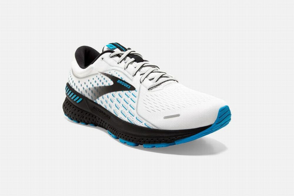 Chaussures Running Brooks Adrenaline GTS 21 Blanche / Grise / Bleu Homme | PWX-26597702