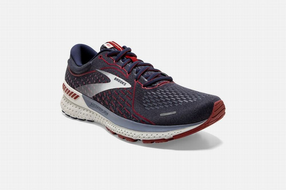 Chaussures Running Brooks Adrenaline GTS 21 Bleu Marine / Grise / Rouge Homme | CKS-73993154